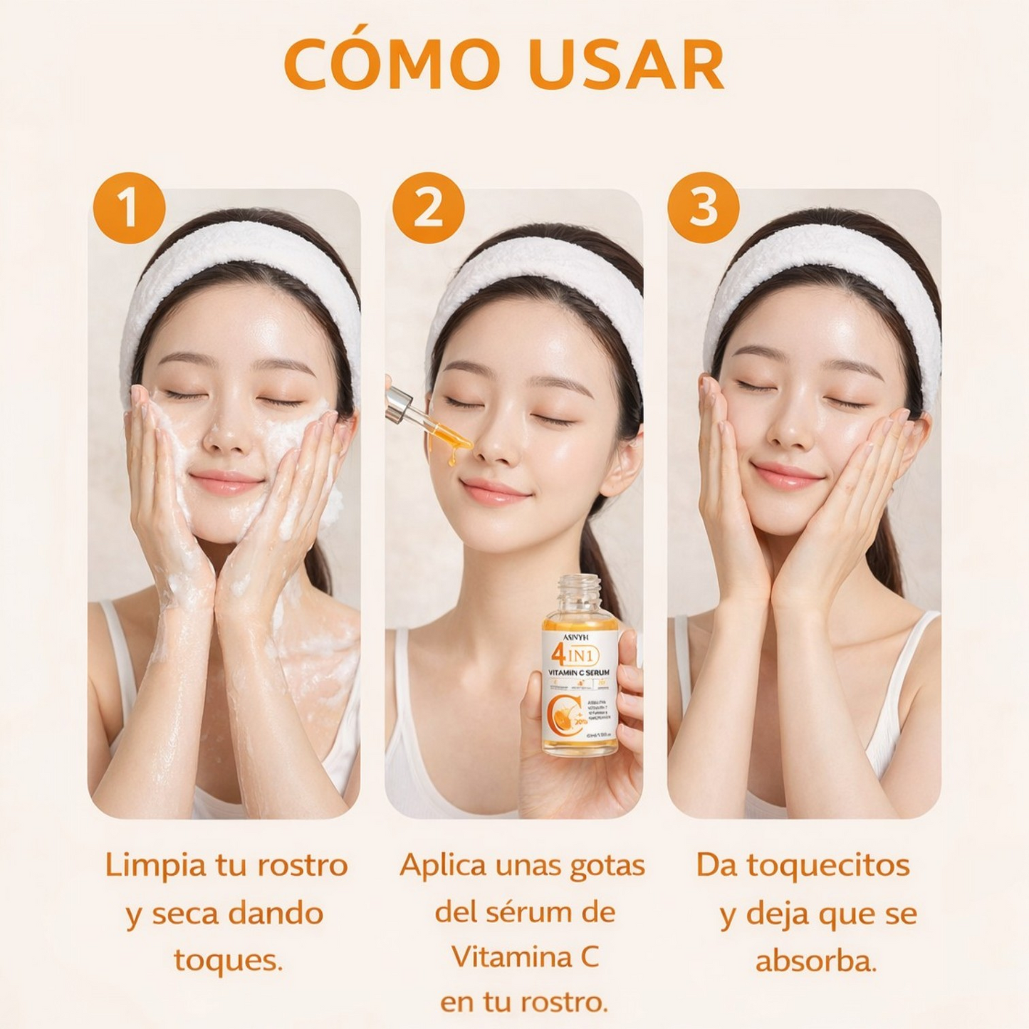 ASNYH Sérum Vitamina C 4 en 1 – Iluminador y Antimanchas