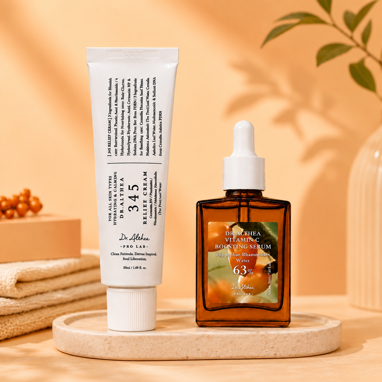 Duo Crema Calmante 345 Relief y Serum Vitamina C 63% - Dr. Althea