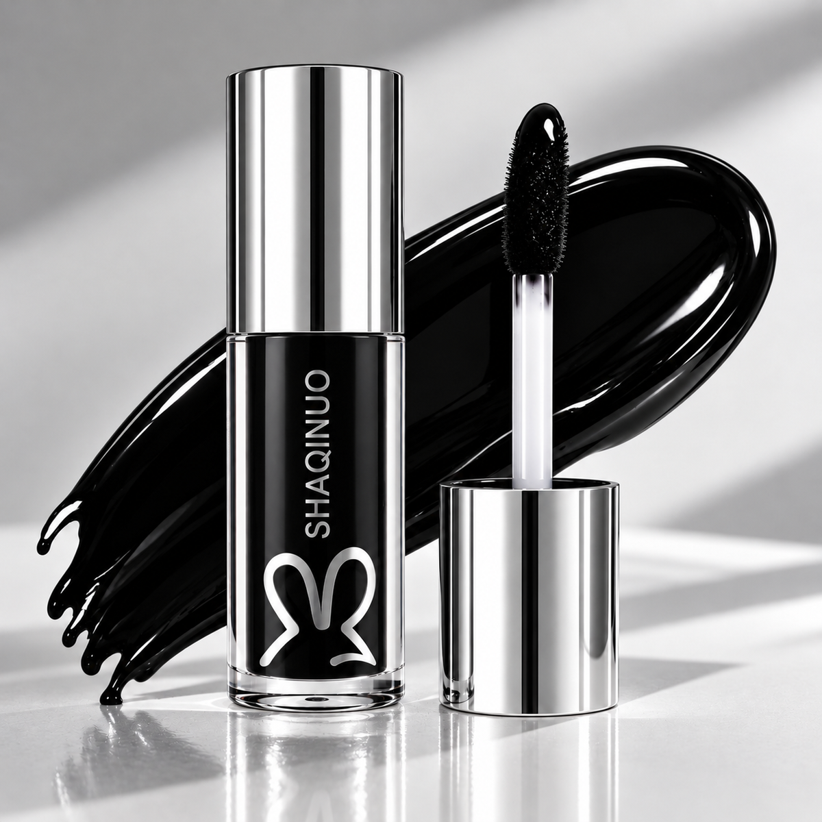 Labial Negro Líquido Glossy SHAQINUO Efecto Vinilo