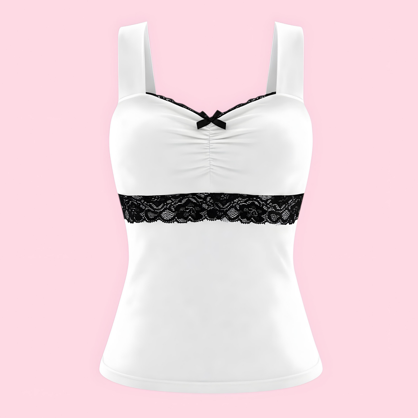Top Corset Coquette Lace Doll - Encaje y Lazo Blanco y Negro