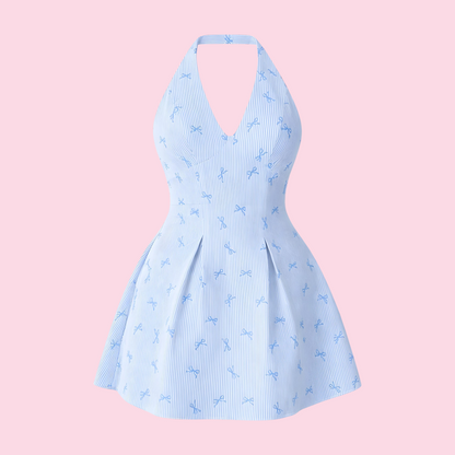 Vestido Halter Coquette Blue