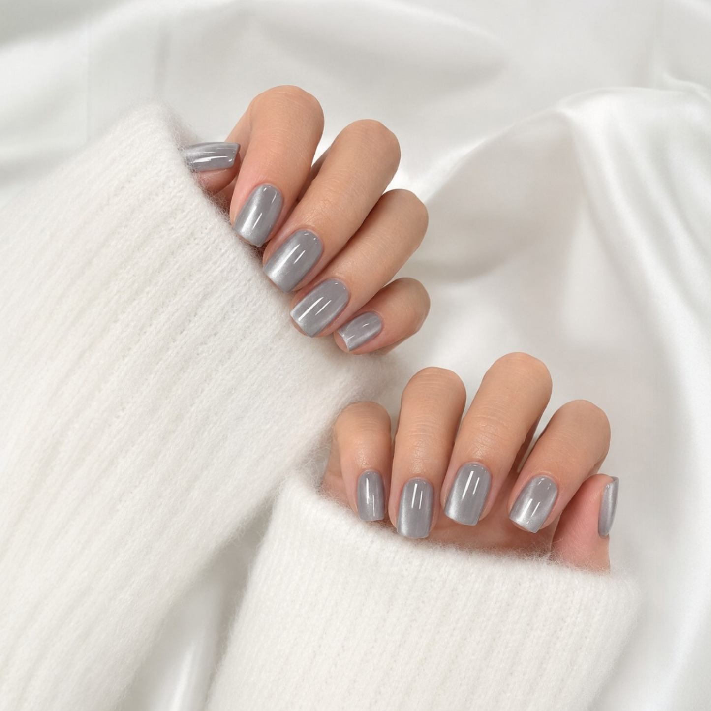 Uñas Press On Efecto Ojo de Gato Perfect Square