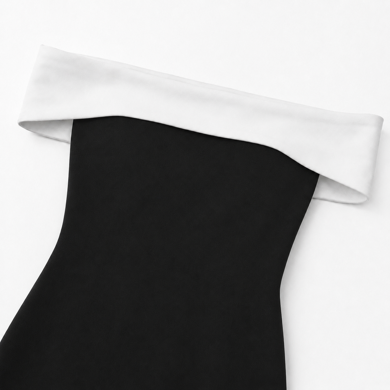 Vestido Valeska Off Shoulder Blanco y Negro