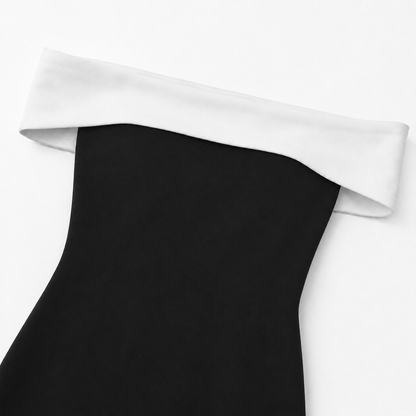 Vestido Valeska Off Shoulder Blanco y Negro