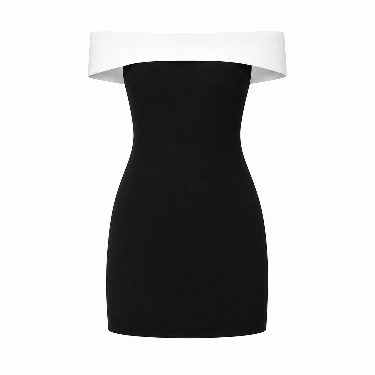 Vestido Valeska Off Shoulder Blanco y Negro