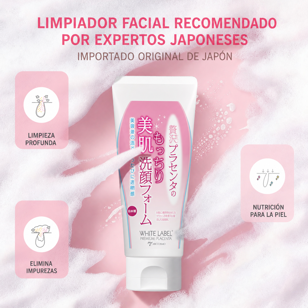 Limpiador Facial Espuma de Placenta White Label Premium Miccosmo