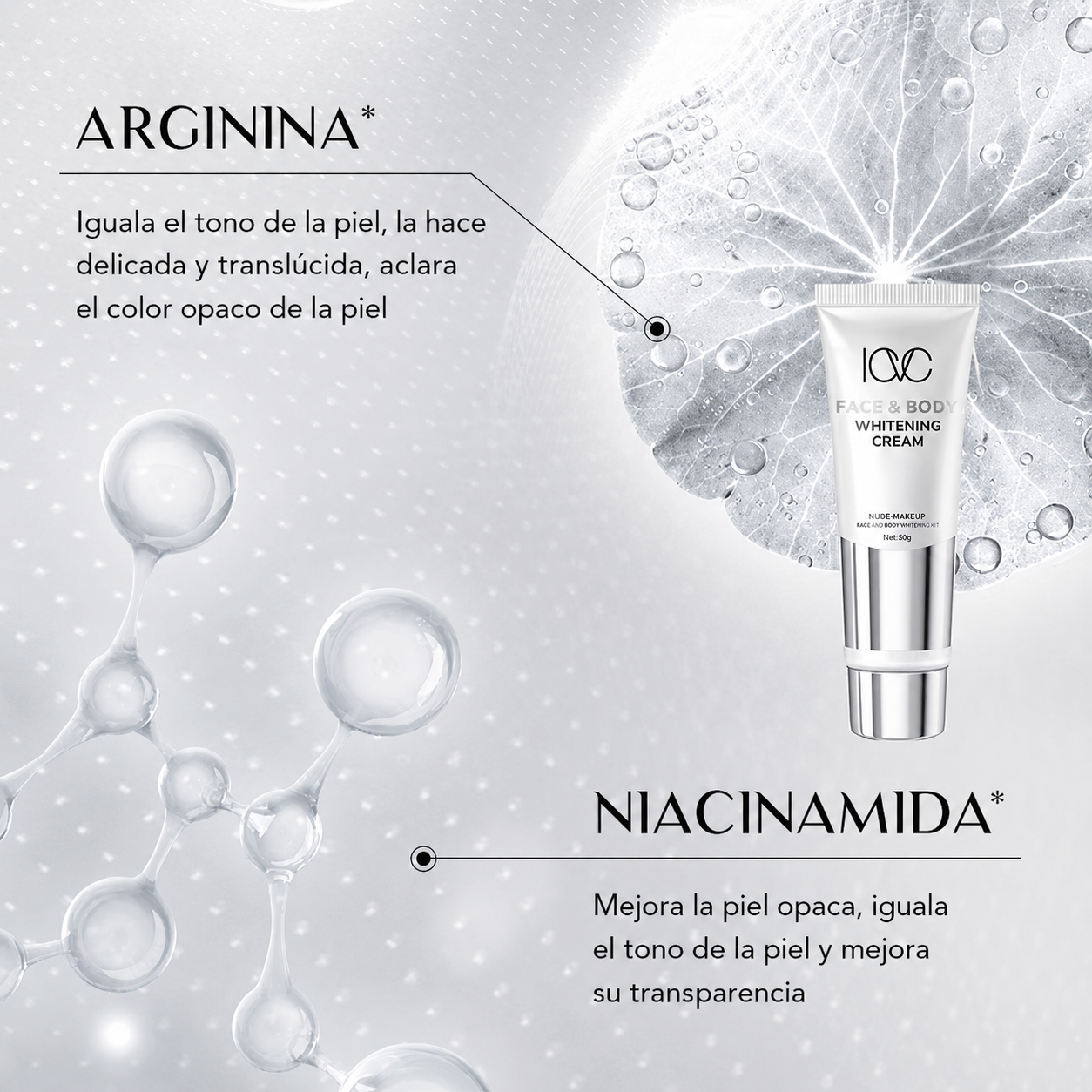 Crema Aclaradora Facial y Corporal Whitening Cream ICVC