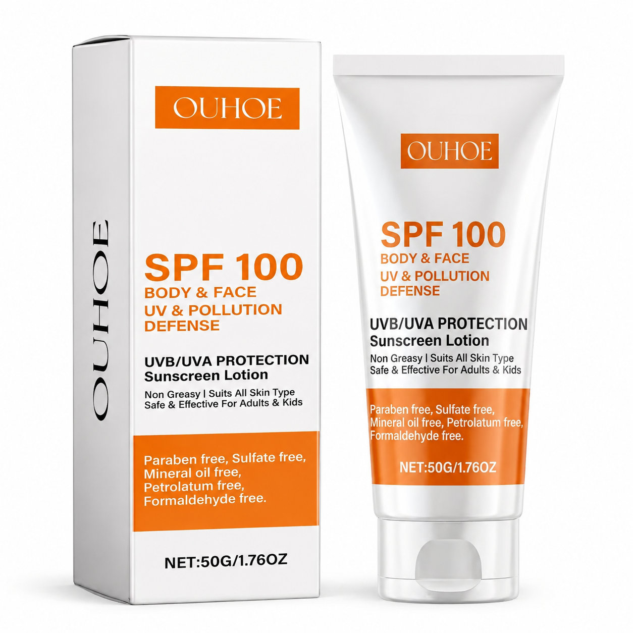 Bloqueador Solar SPF 100 UV y Pollution Defense OUHOE