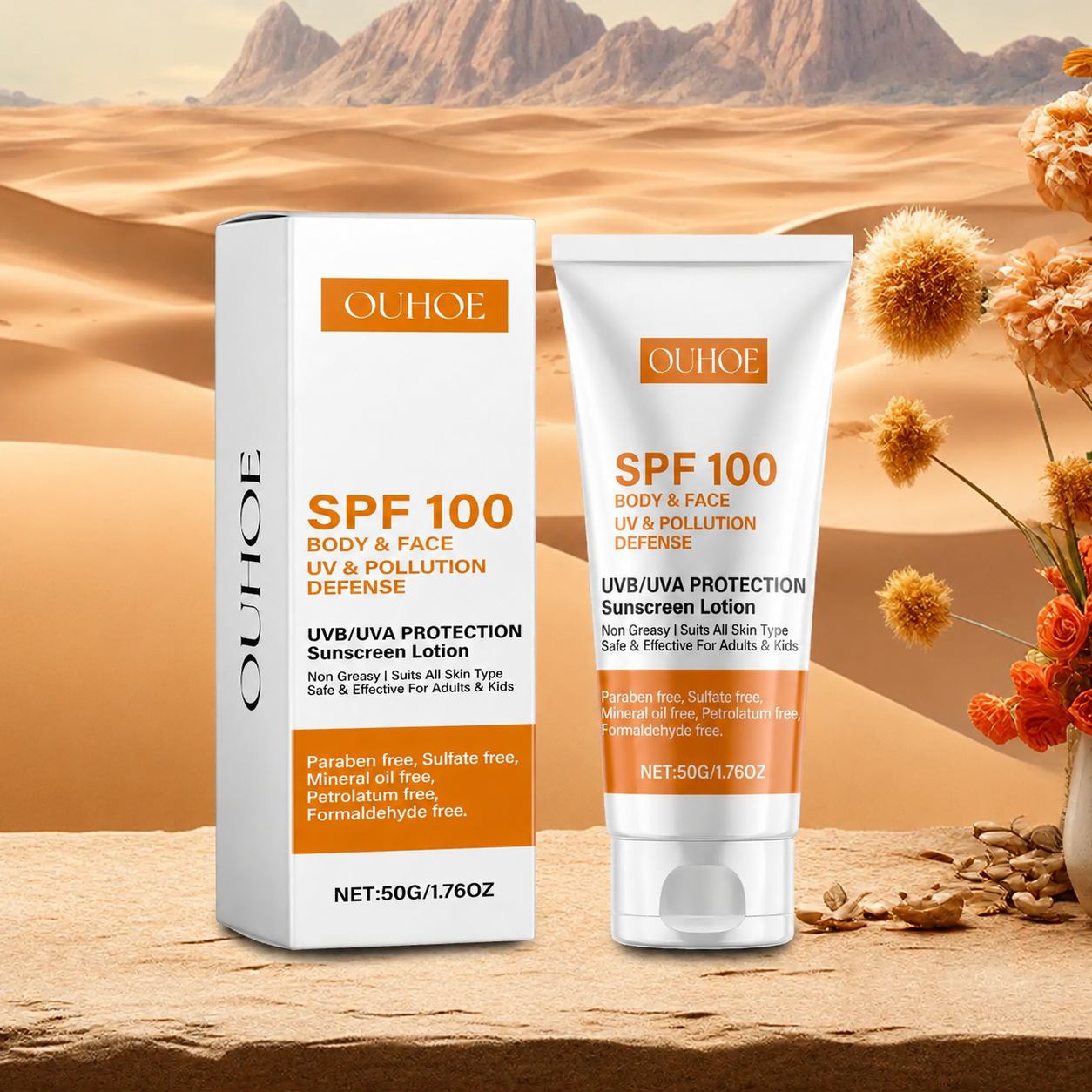 Bloqueador Solar SPF 100 UV y Pollution Defense OUHOE