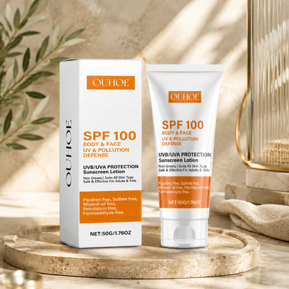 Bloqueador Solar SPF 100 UV y Pollution Defense OUHOE