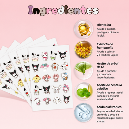Parches para Acné Hidrocoloide Kuromi, My Melody y Hello Kitty