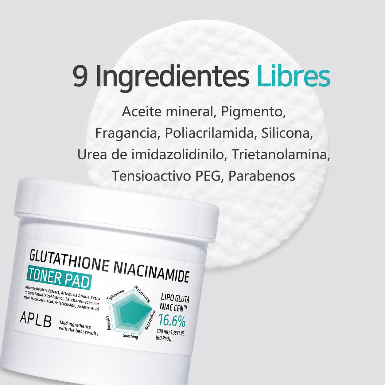 Toner Pads Glutatión y Niacinamida Iluminador APLB