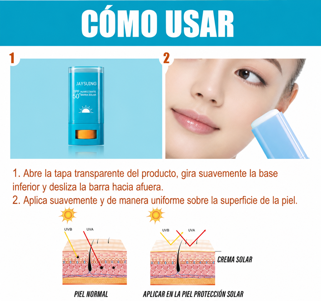 Bloqueador en Barra SPF50+ Jaysuing