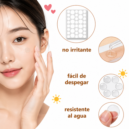Parches para Acne Hidrocoloide Antibacterial Transparente y Color Piel