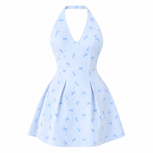 Vestido Halter Coquette Blue
