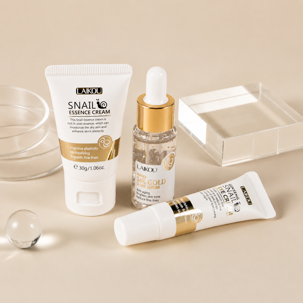 Set de Skincare Revitalizante con Baba de Caracol y Oro 24K Laikou