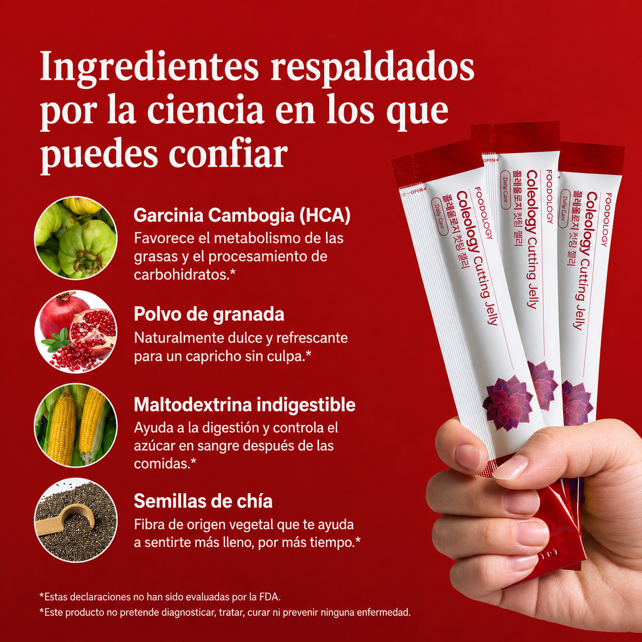Suplemento Coleology Cutting Jelly Garcinia Cambogia y Chia Control de Peso FOODOLOGY
