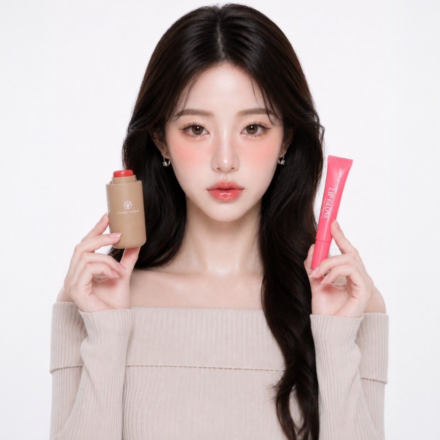 Kit Rubor en Barra Young Vision y Lip Gloss Miss Factor X