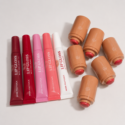 Kit Rubor en Barra Young Vision y Lip Gloss Miss Factor X