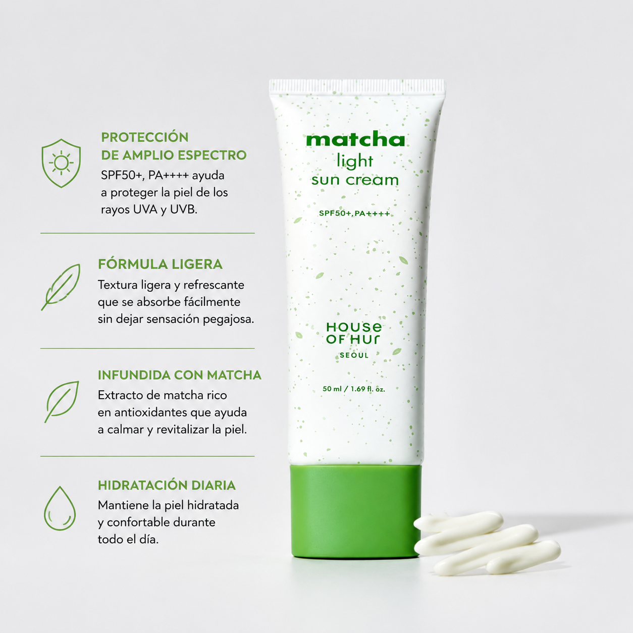 Bloqueador Matcha Light House of Hur SPF50+ PA++++