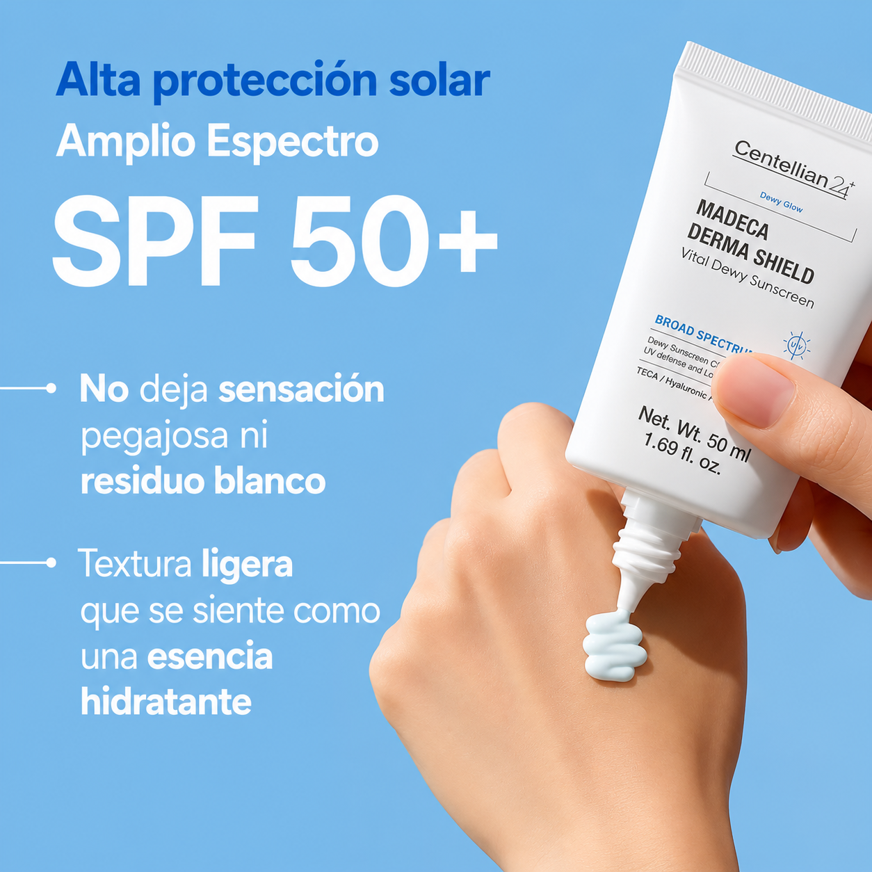 Bloqueador Hidratante Dewy Glow Madeca Derma Shield Centellian24 SPF50+ PA++++
