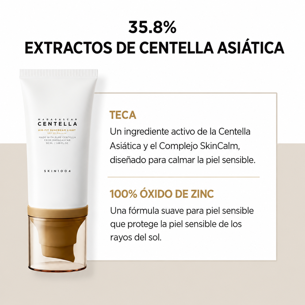 Bloqueador Solar Mineral Centella Asiática Air-Fit Suncream Light SKIN1004 SPF30 PA++++