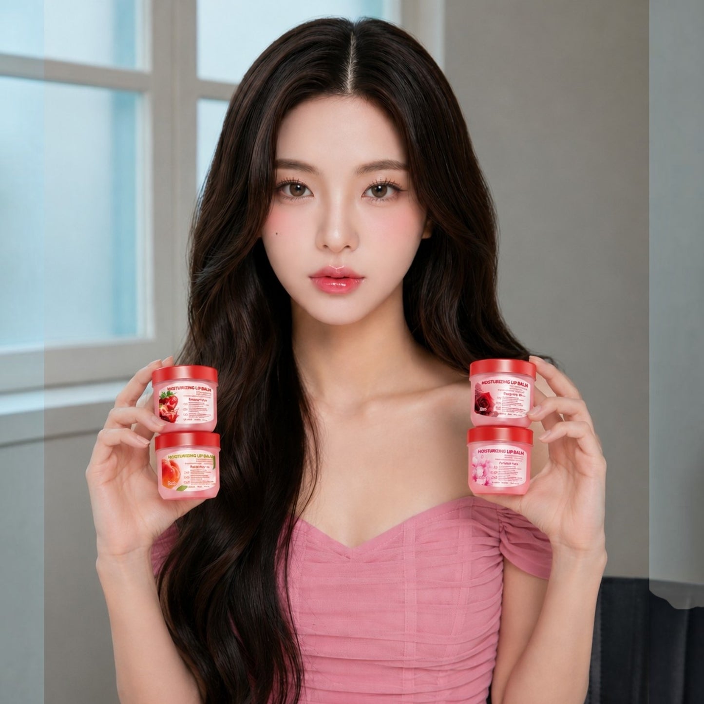Vaselina Labial Hidratante Aromas Fresa Durazno Sakura y Rosa