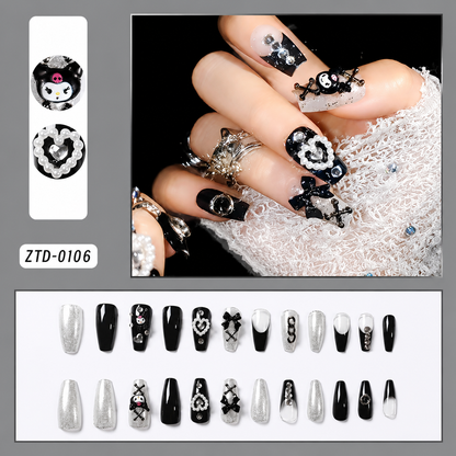 Uñas Press On Premium Kuromi 3D Y2K Kawaii