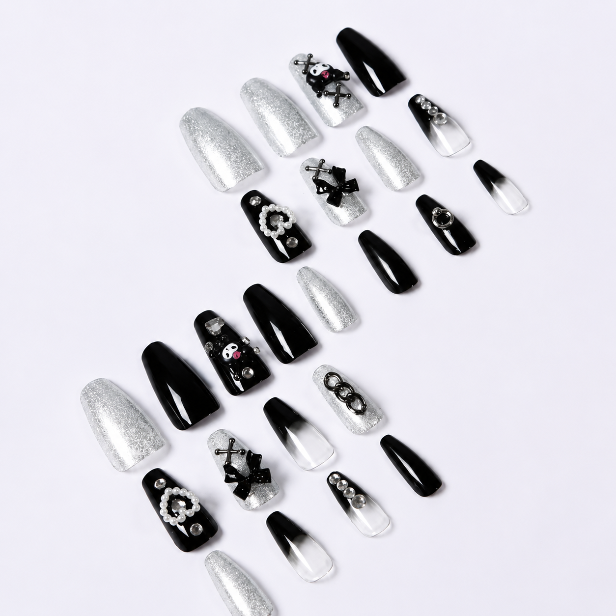 Uñas Press On Premium Kuromi 3D Y2K Kawaii