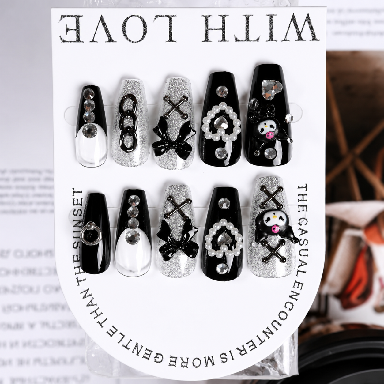Uñas Press On Premium Kuromi 3D Y2K Kawaii