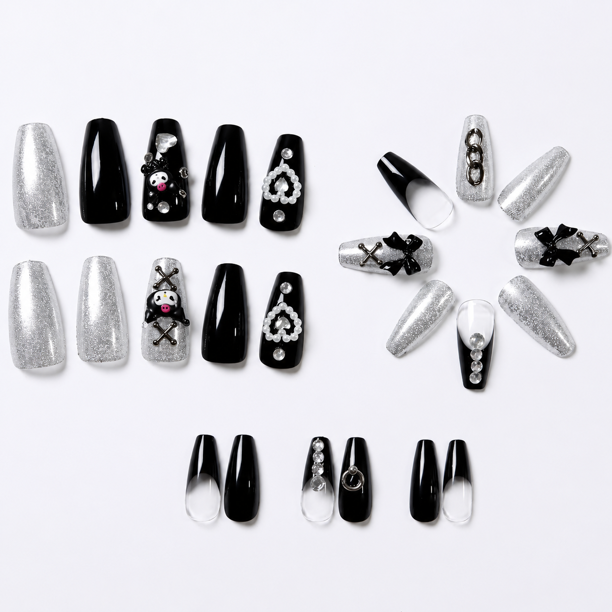 Uñas Press On Premium Kuromi 3D Y2K Kawaii