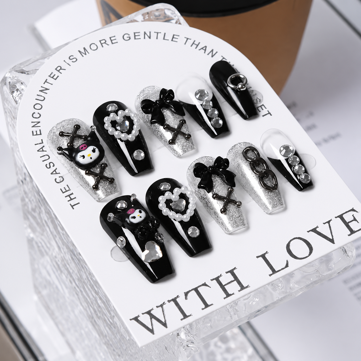 Uñas Press On Premium Kuromi 3D Y2K Kawaii