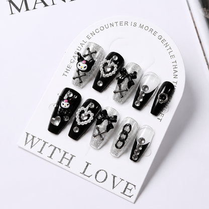 Uñas Press On Premium Kuromi 3D Y2K Kawaii
