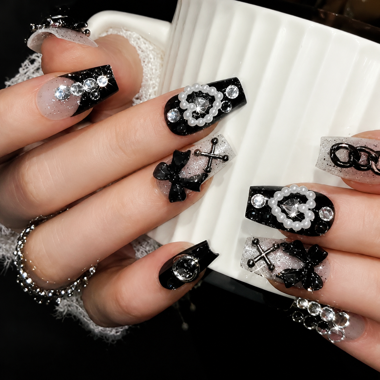 Uñas Press On Premium Kuromi 3D Y2K Kawaii