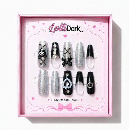 Uñas Press On Premium Kuromi 3D Y2K Kawaii