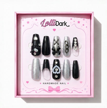 Uñas Press On Premium Kuromi 3D Y2K Kawaii