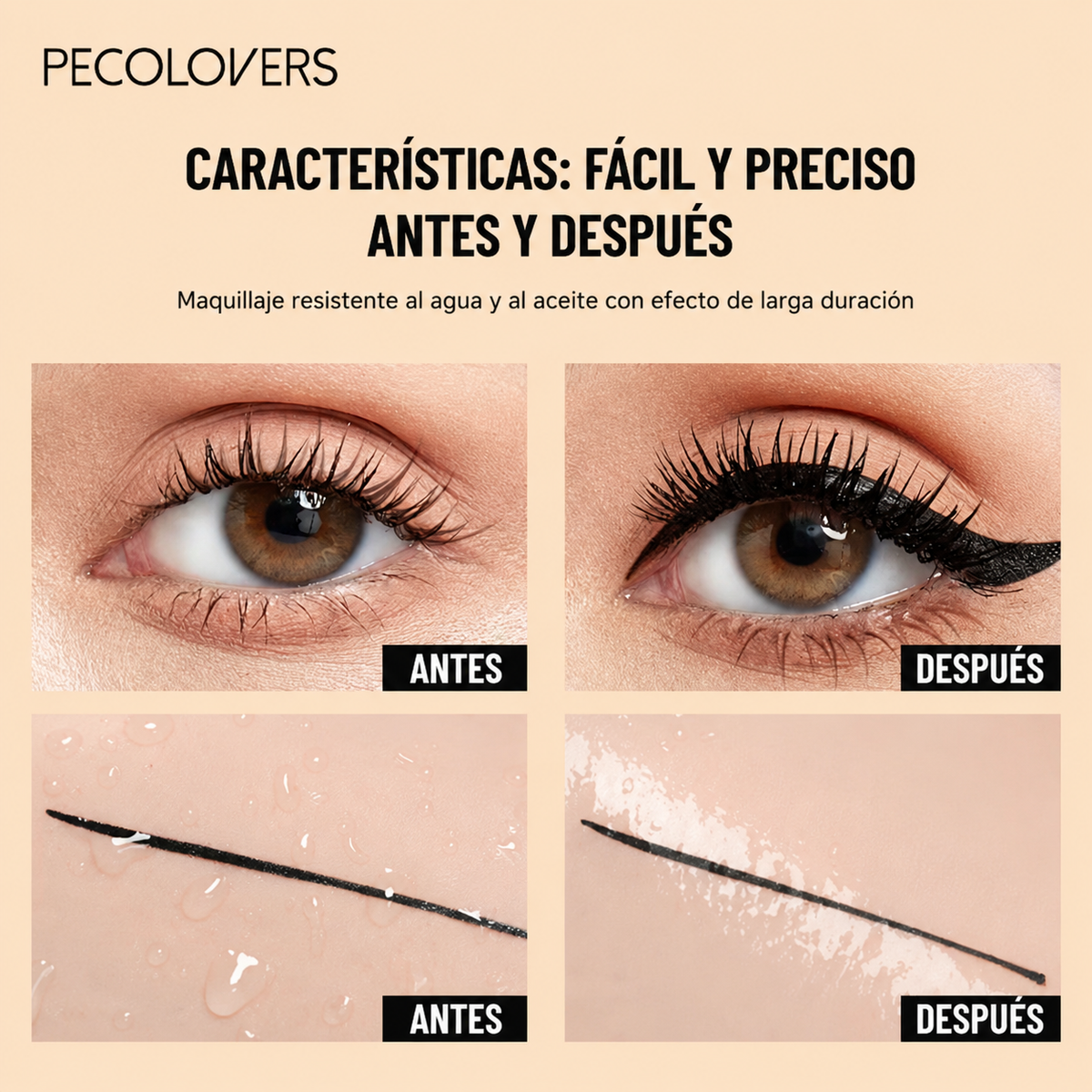 Delineador Líquido Negro de Punta Flexible Pecolovers