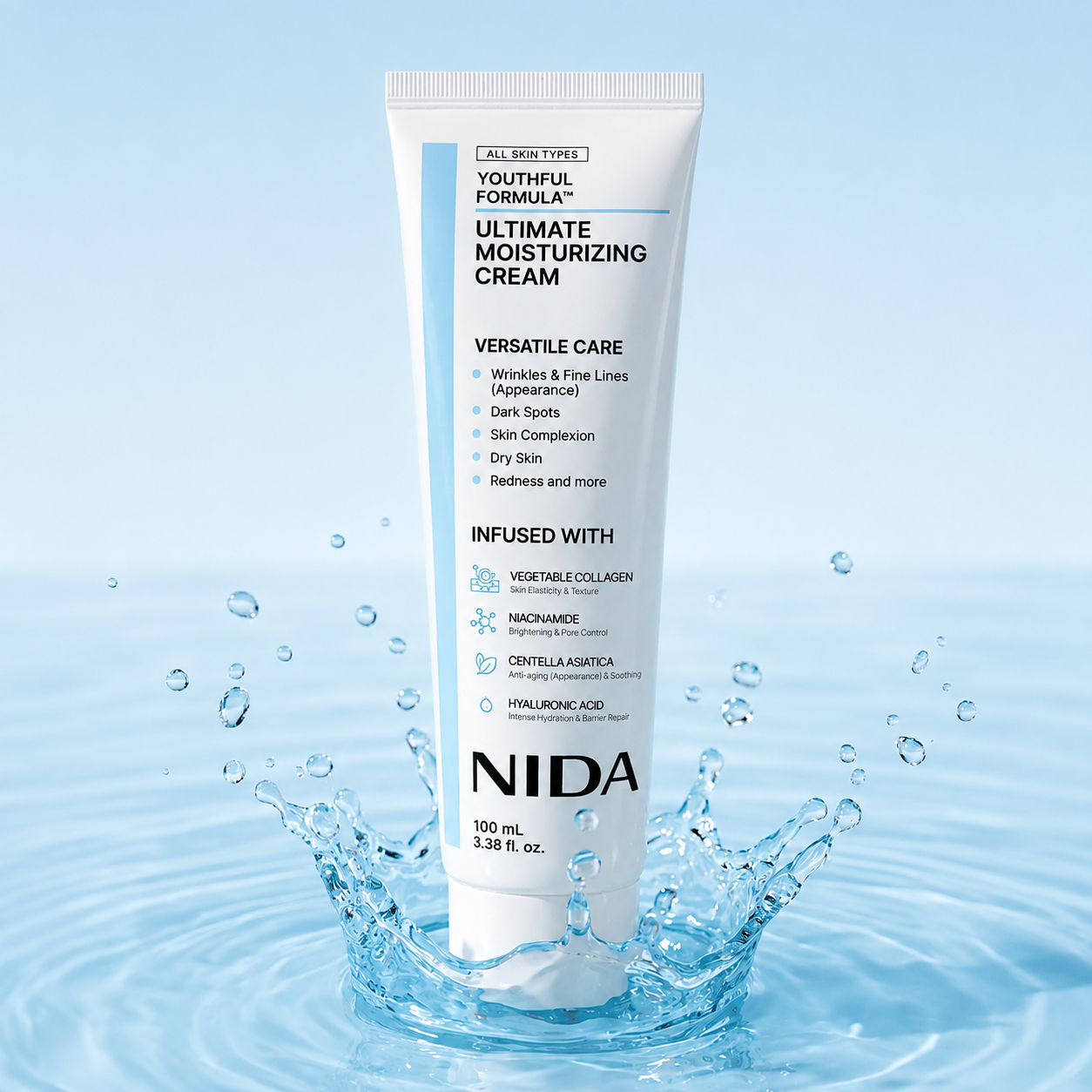 Crema Nida Antiedad Colágeno Niacinamida Centella y Hialurónico Youthful Formula