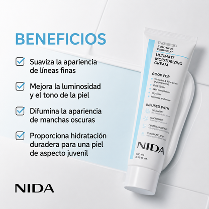 Crema Nida Antiedad Colágeno Niacinamida Centella y Hialurónico Youthful Formula