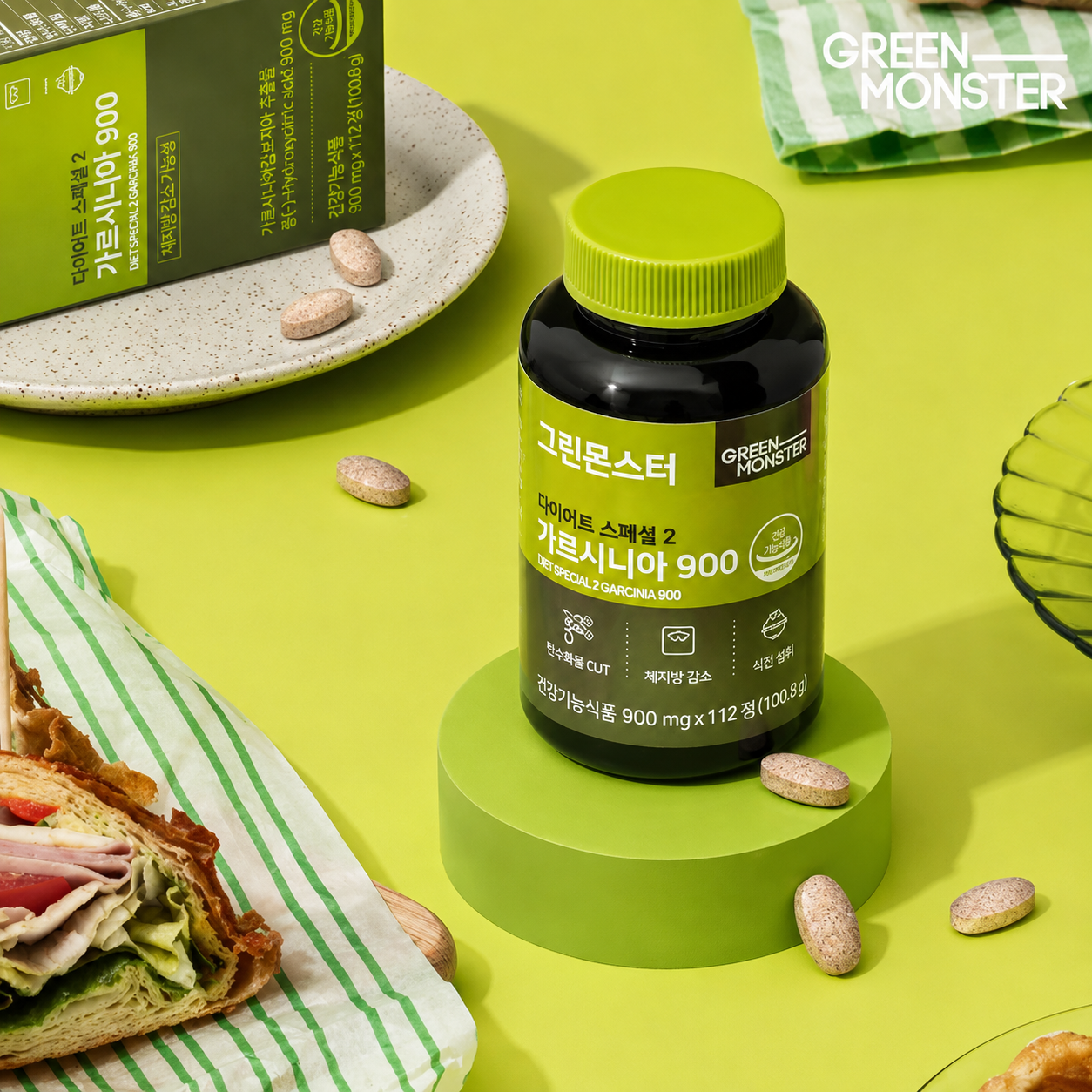 Suplemento Garcinia Cambogia 900mg HCA Green Monster Diet Special 2 x112 Tabletas