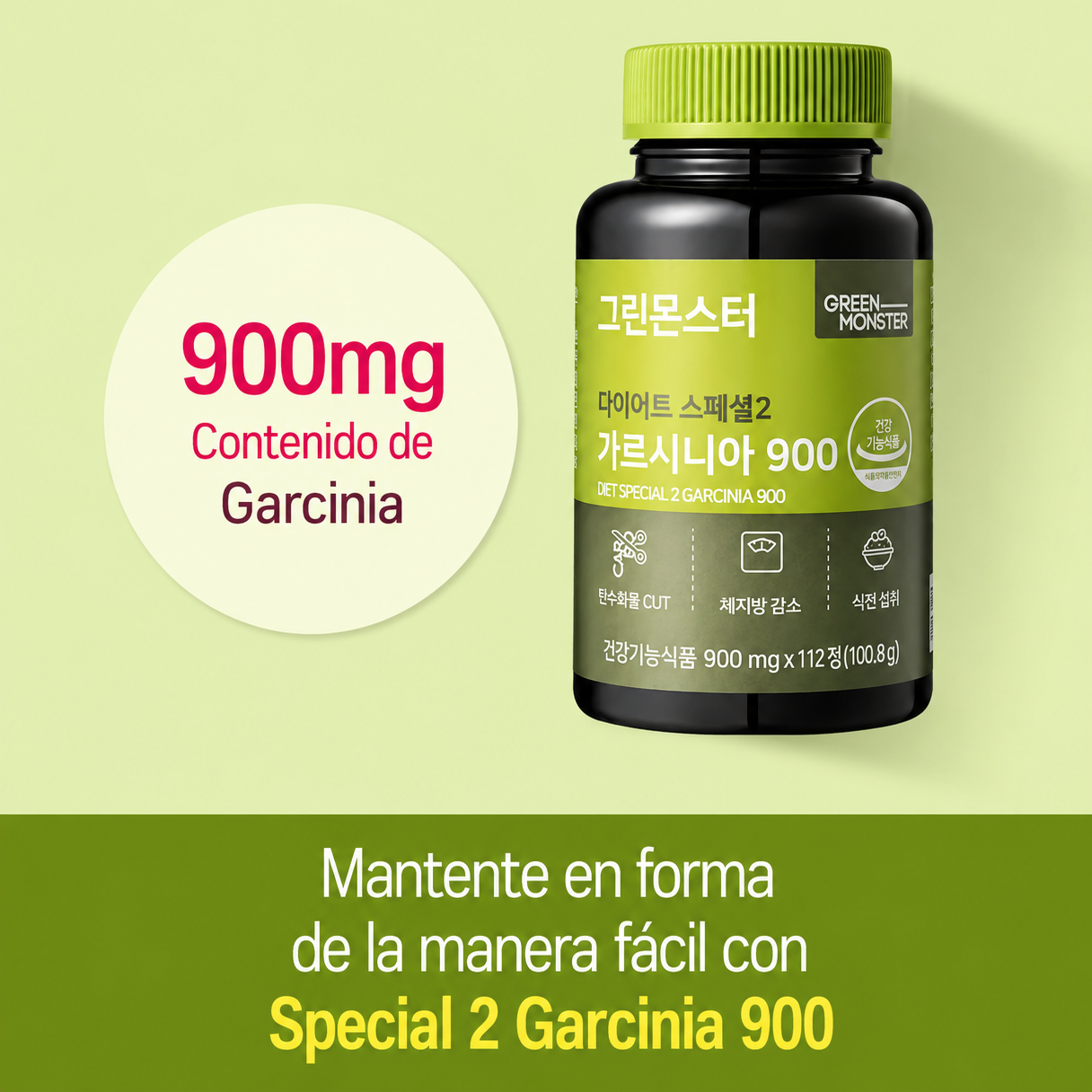 Suplemento Garcinia Cambogia 900mg HCA Green Monster Diet Special 2 x112 Tabletas