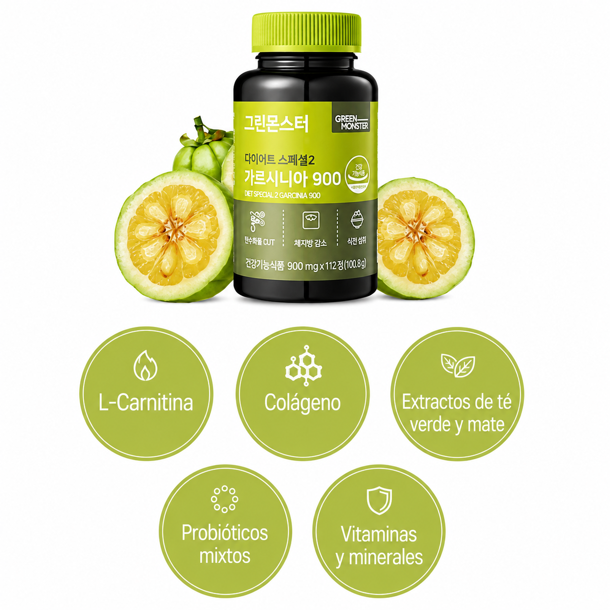 Suplemento Garcinia Cambogia 900mg HCA Green Monster Diet Special 2 x112 Tabletas