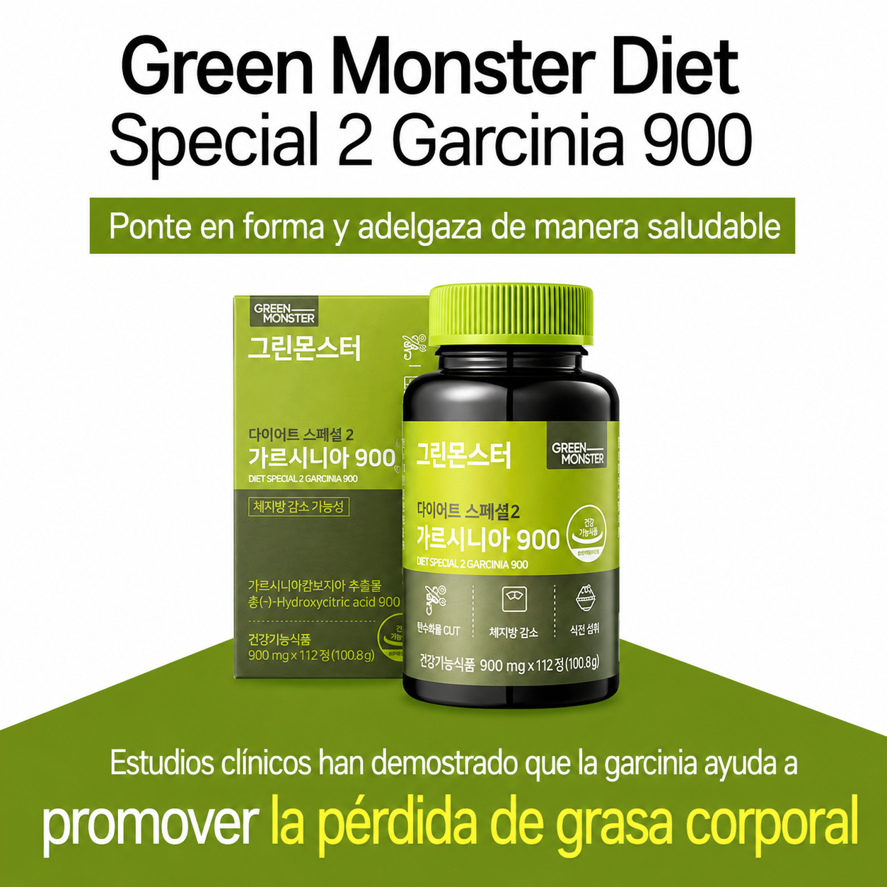 Suplemento Garcinia Cambogia 900mg HCA Green Monster Diet Special 2 x112 Tabletas