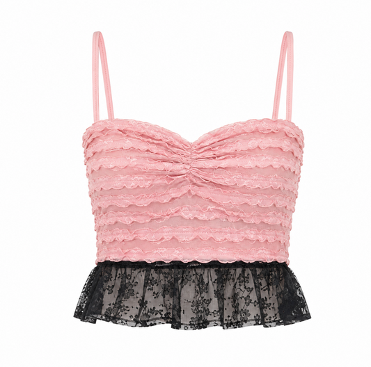 Top Rosalie Rosa Encaje Floral Coquette