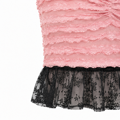 Top Rosalie Rosa Encaje Floral Coquette