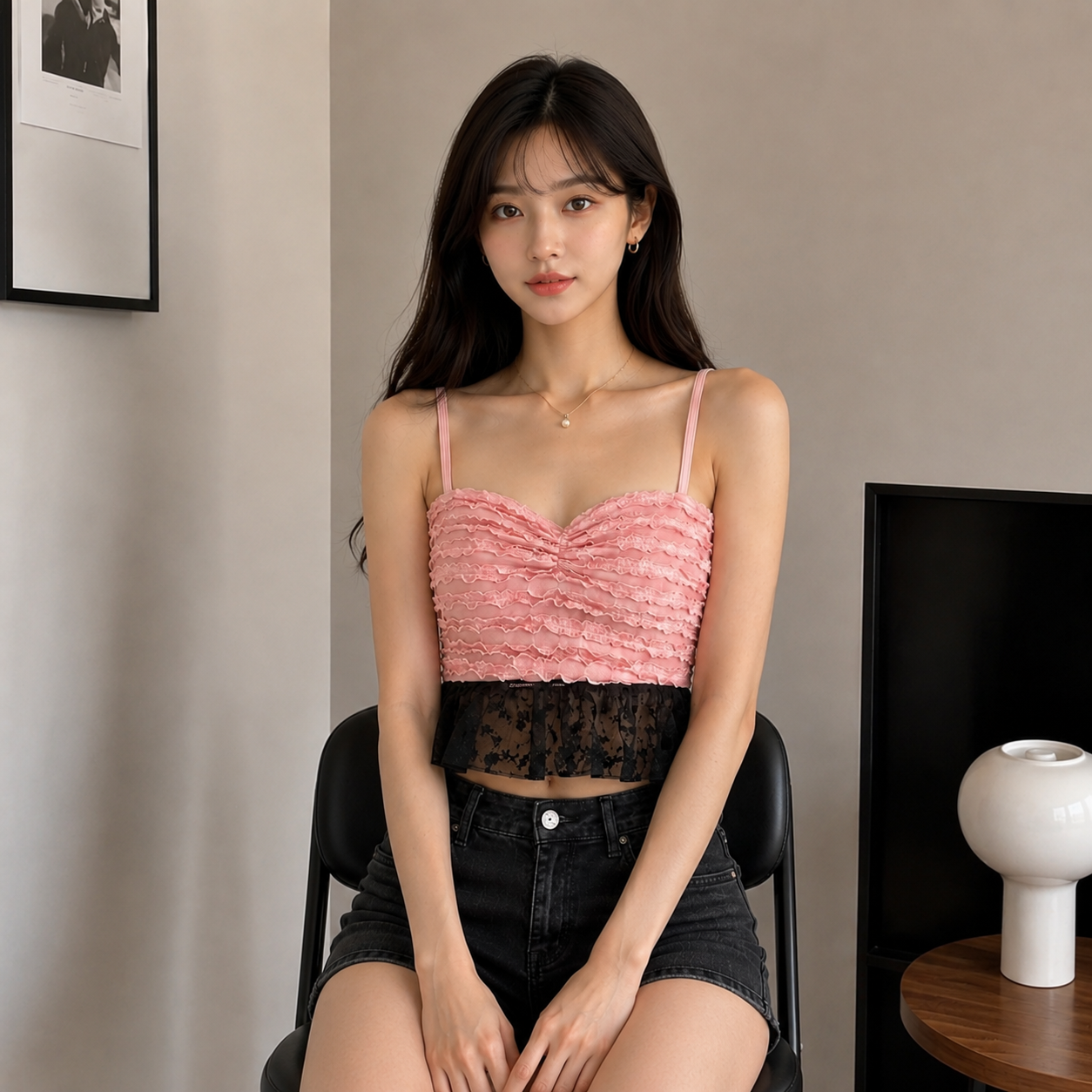 Top Rosalie Rosa Encaje Floral Coquette