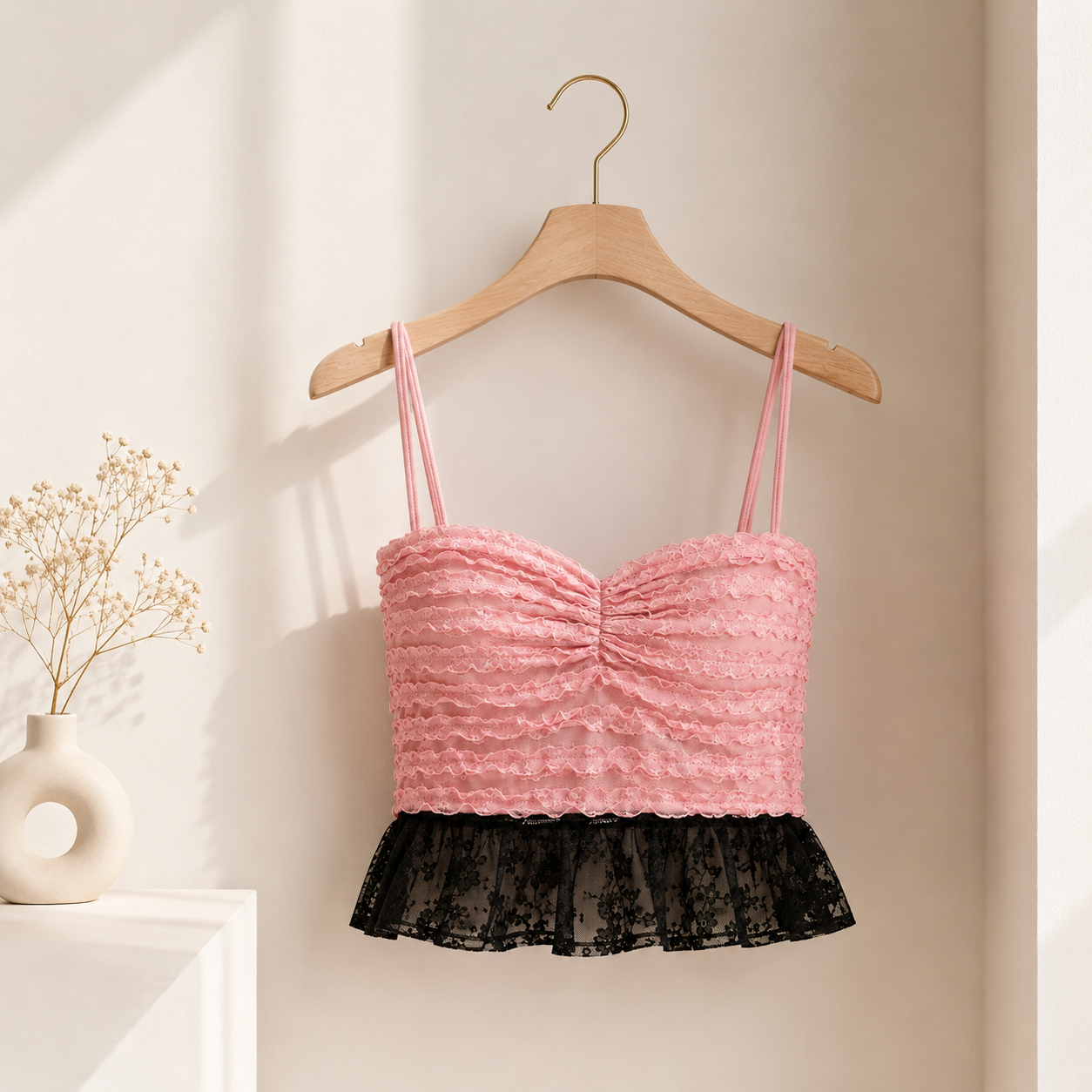 Top Rosalie Rosa Encaje Floral Coquette