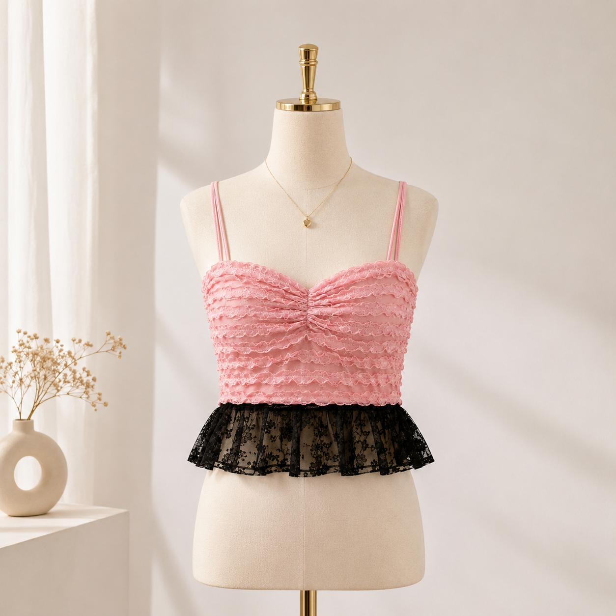 Top Rosalie Rosa Encaje Floral Coquette