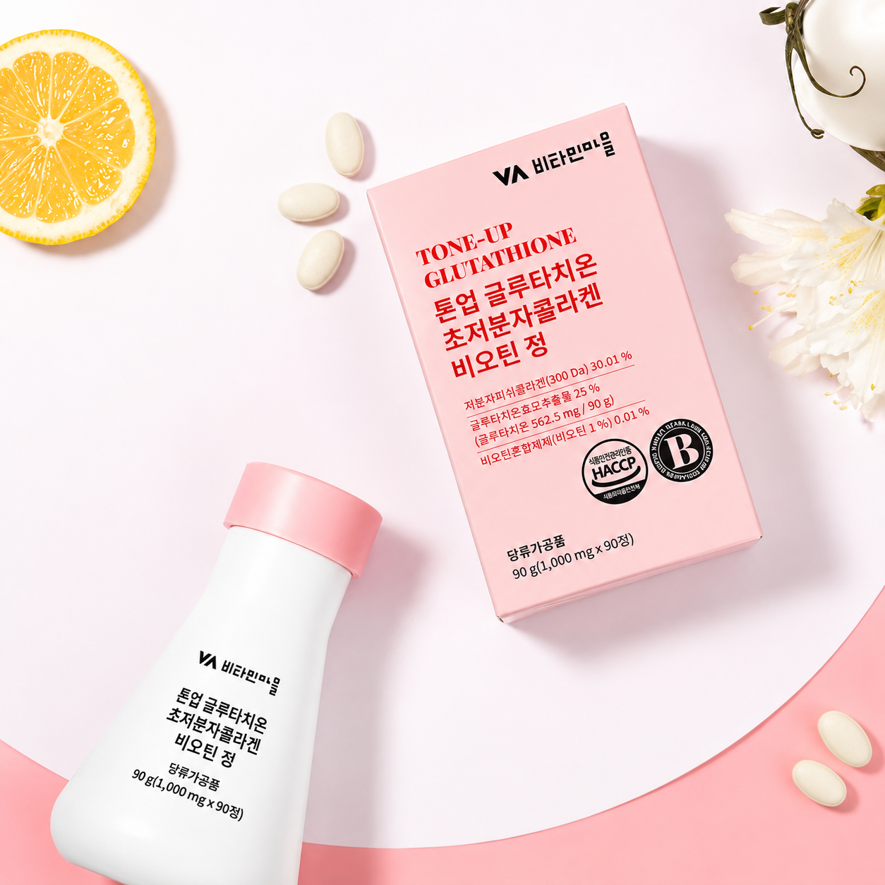 Suplemento Glutatión Colágeno Biotina y Vitamina C Tone-Up 90 Tabletas Vitamin Village
