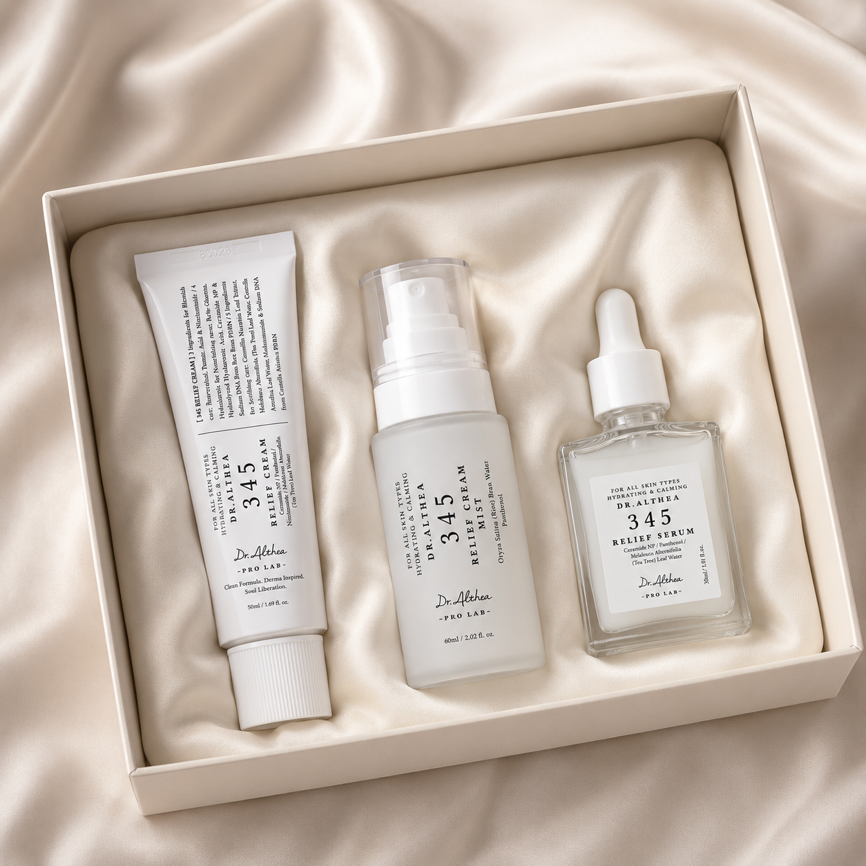 Set Skincare 345 Relief Sérum Crema y Mist Hidratantes Piel Sensible Dr. Althea
